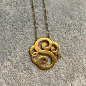 Gold Tone “S” Initial Necklace 16” with 3” Extender